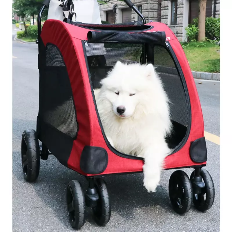 Улучшенная большая прогулочная коляска для домашних животных весом до 70 кг, складная вентилируемая переносная Автомобильная коляска для собак весом до 70 кг