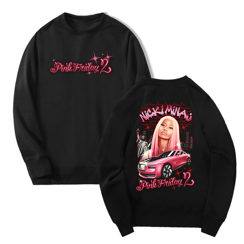 Nicki Minaj różowa bluza Friday 2 2024 Tour Merch Crewneck typu Streetwear z długim rękawem mężczyzn kobiet ubrania hip-hopowe