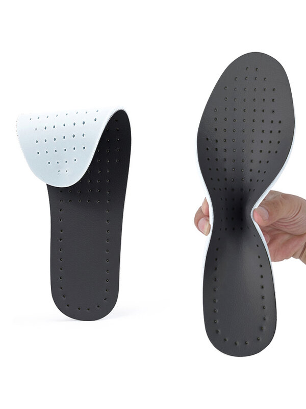 Palmilha de sapatos de couro sintético respirável para homens e mulheres, confortável, antiderrapante, absorção de choque, resistente ao desgaste, preto, lavável, acessórios