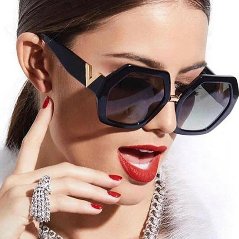 نظارات شمسية كبيرة الحجم غير منتظمة للنساء ، نظارات شمسية بتصميم عتيق ، ظلال عالية الجودة ، نظارات UV400 للسيدات ، موضة جديدة ، رائجة