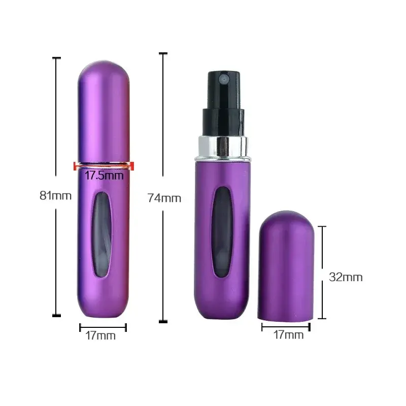 Portátil Mini Garrafa de Perfume Recarregável, Spray Bomba De Perfume, Recipiente Cosmético Vazio, Garrafa Atomizadora para Viagem, 5ml, 10Pcs