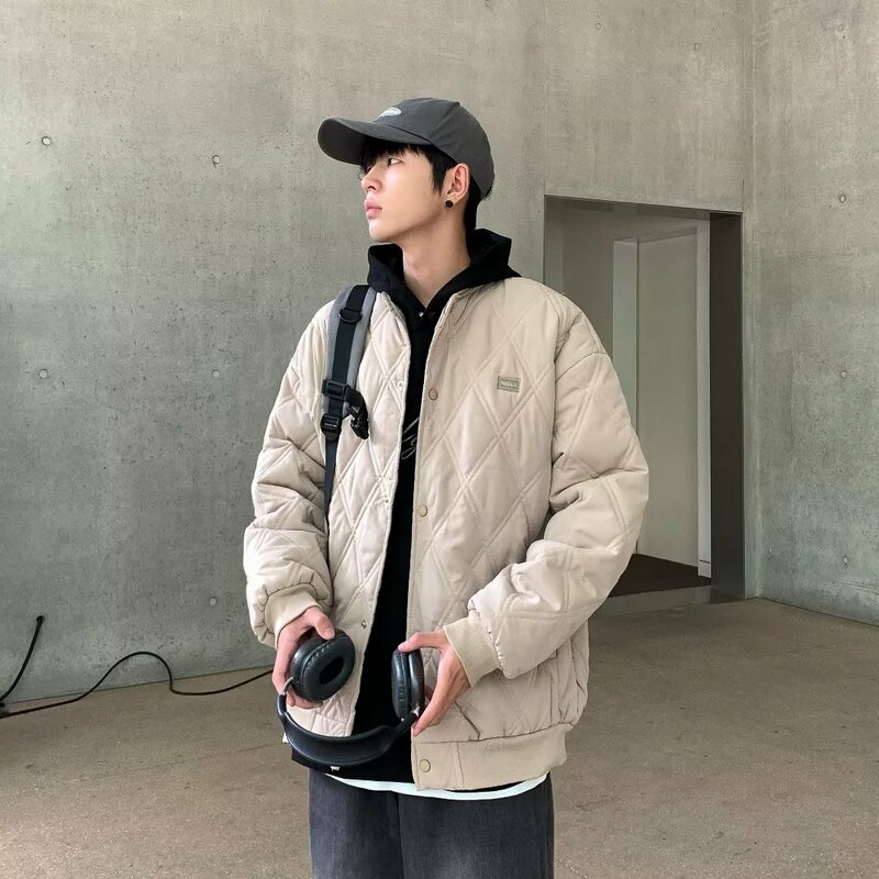 Argyle Parkas Männer Mode vielseitige Streetwear koreanischen adretten Stil O-Ausschnitt jugendlich beliebt gut aussehend Harajuku Kleidung Herbst neu