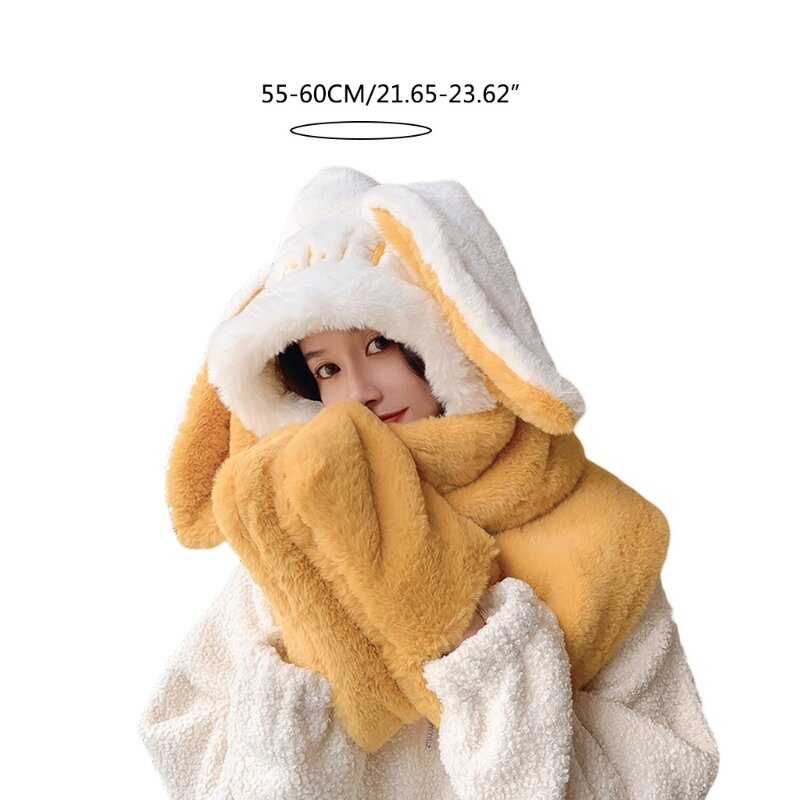 Windproof Scarf Novelty Caps Warm Casual Plush Hats Casual Solid Fleece Girl Accessories