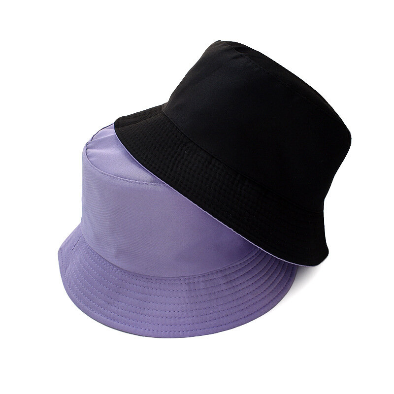 Sombrero de pescador de doble cara para hombre y mujer, gorra de sol Unisex, Color negro sólido, Simple, Bob, Hip Hop, Panamá, playa, pesca