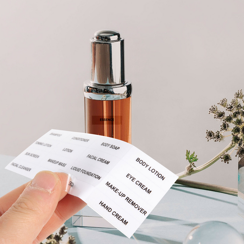 Dispenser sabun label kamar mandi minimalis, stiker alat Makeup organisasi rumah dengan label selimut