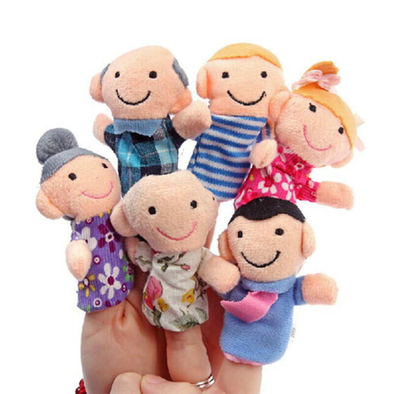 6 Buah Boneka Jari Keluarga Alat Peraga Boneka Kain untuk Anak-anak Balita Mainan Pendidikan AN88