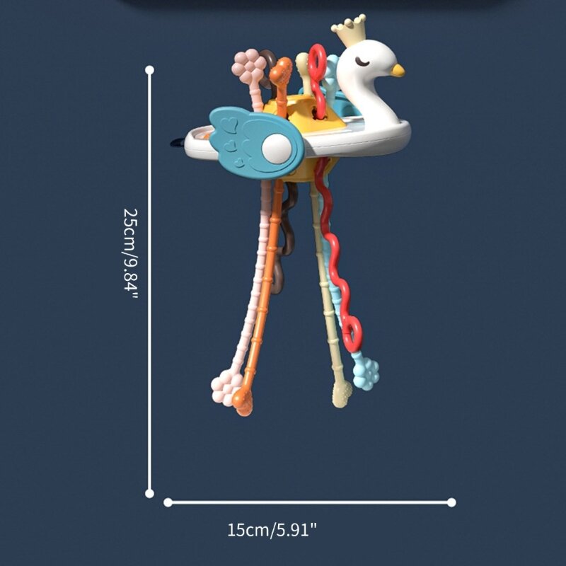 Silikon Bentuk Burung Mainan untuk Bayi Teether Pull Cord Mainan Aktivitas Baru Lahir Hadiah Dropship