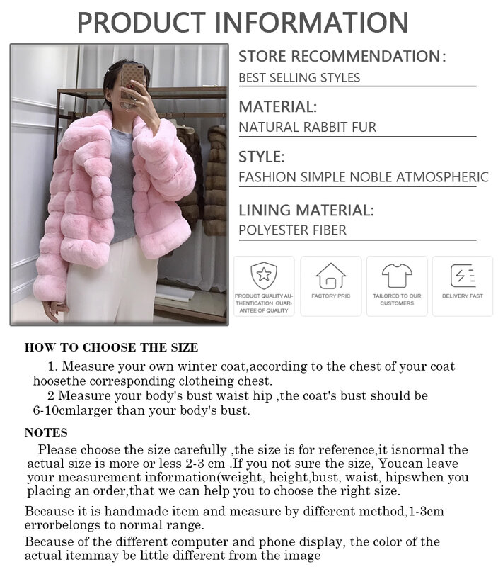 Chinchilla Real Rex Rabbit Fur Coat Suit Collar Luxury Winter 2023 Women's Short Coat New In Outerwears