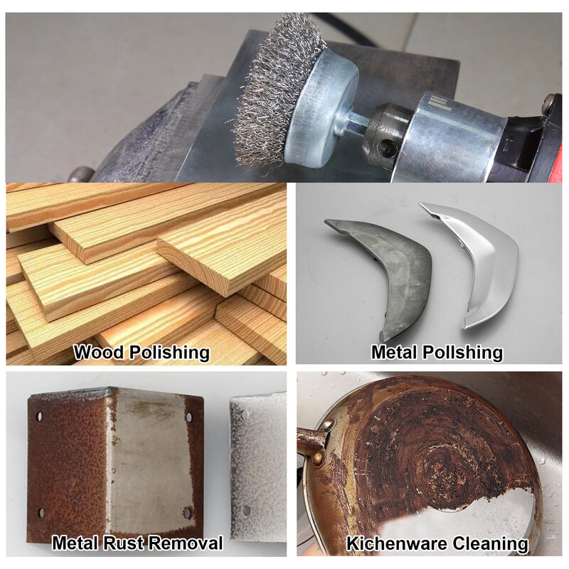 Escova de aço para polir disco, ferramenta rotativa para dremel, acessórios metálicos, 1pc