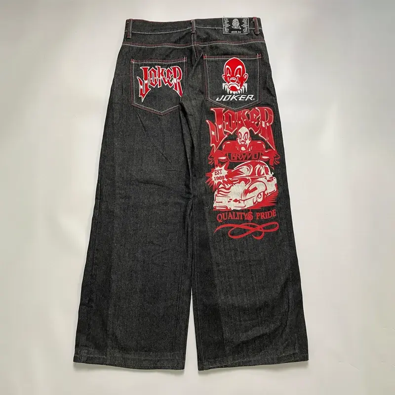 Streetwear Y2K Style Baggy Jeans Retro Harajuku Hip Hop Embroidered Pattern Denim Pants Men Women Trend Straight leg Trousers