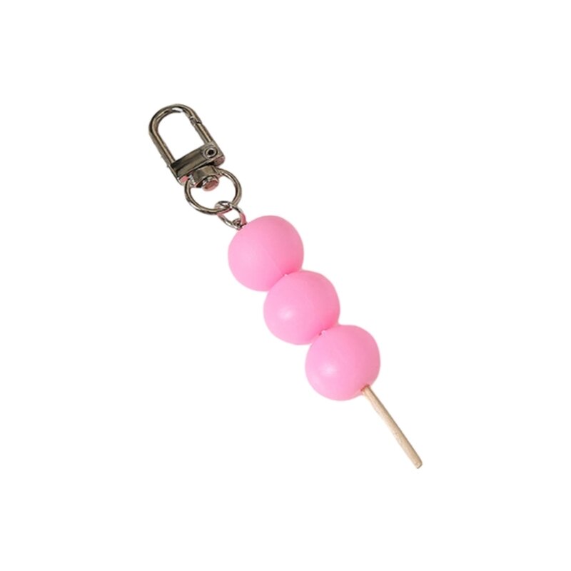 Acryl sleutelhanger gehaktbal string sleutelhanger kleurrijke voedsel ronde model sleutelhanger