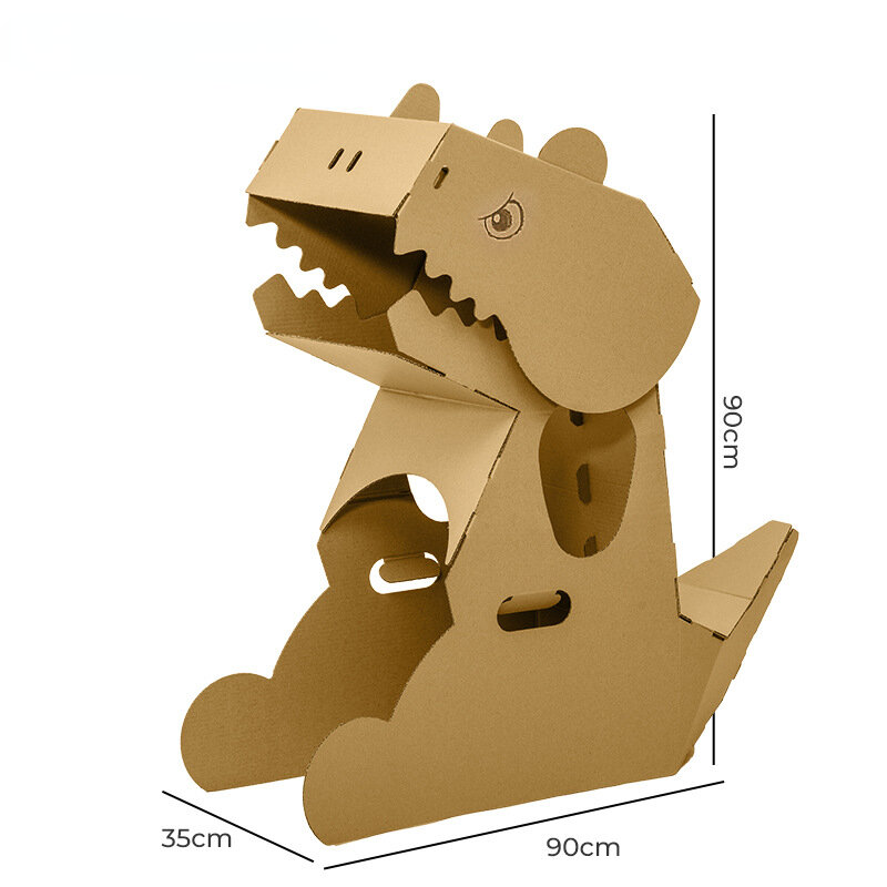 DIY ความคิดสร้างสรรค์กล่องไดโนเสาร์ชุดเด็ก Cosplay Stage Performance ชุดประกอบกระดาษสัตว์รูปร่างหัตถกรรมเครื่องแต่งกาย
