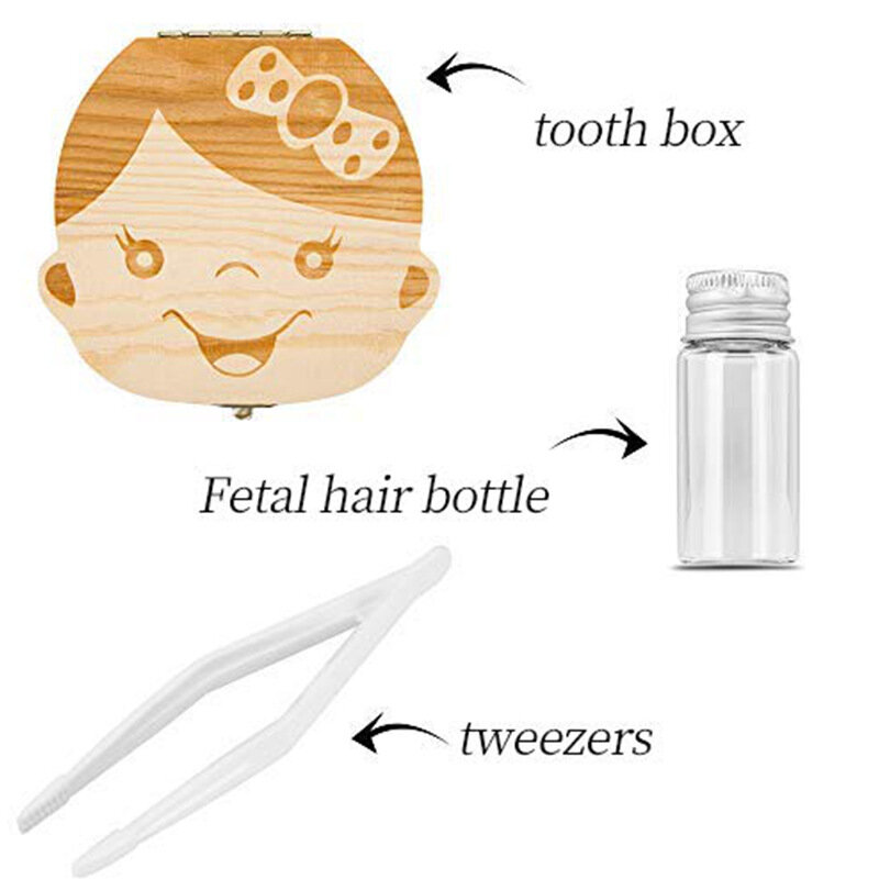 Scatola delle fate dei denti scatola dei denti del bambino scatola di immagazzinaggio del ricordo del dente dei bambini di legno scatola di regalo per la scatola di ricordo del neonato