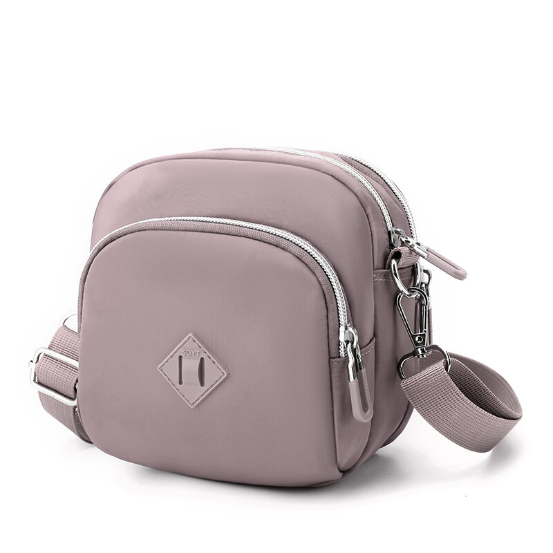 6 cores sólido mini sacos de moda simples pequeno telefone saco bonito 3 camadas casual náilon mini bolsas de pouco peso feminino saco transversal