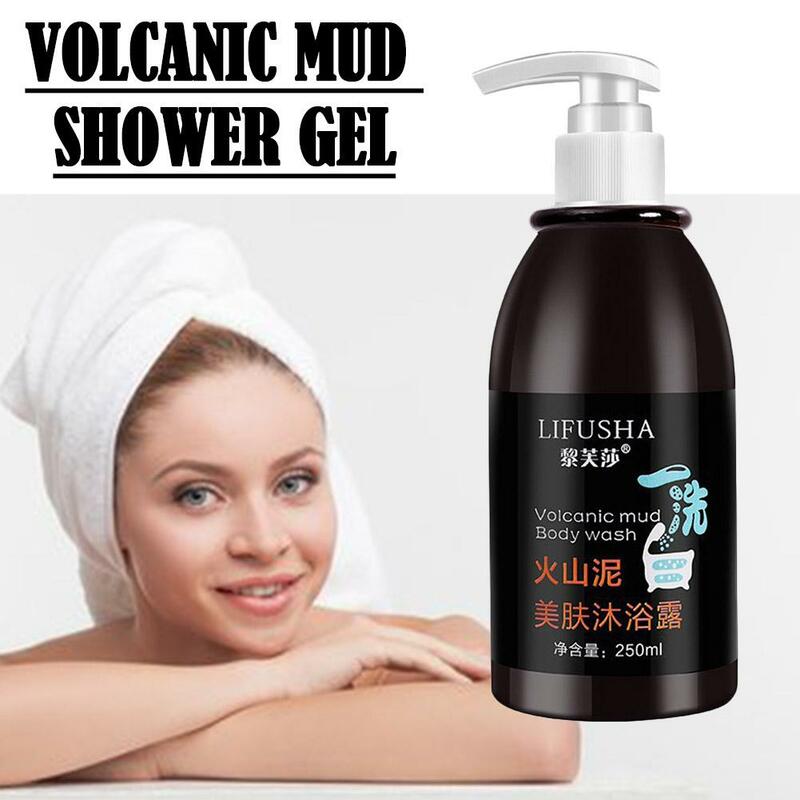 Gel de ducha blanqueador de barro volcánico, lavado de cuerpo entero, lavado corporal rápido, cuidado limpio, ducha de piel, 250ml, D6F6