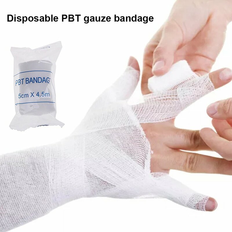 Vendaje de algodón PBT elástico para el cuidado de heridas, vendaje de primeros auxilios, gasa transpirable, amigable con la piel, 10CM x 450CM