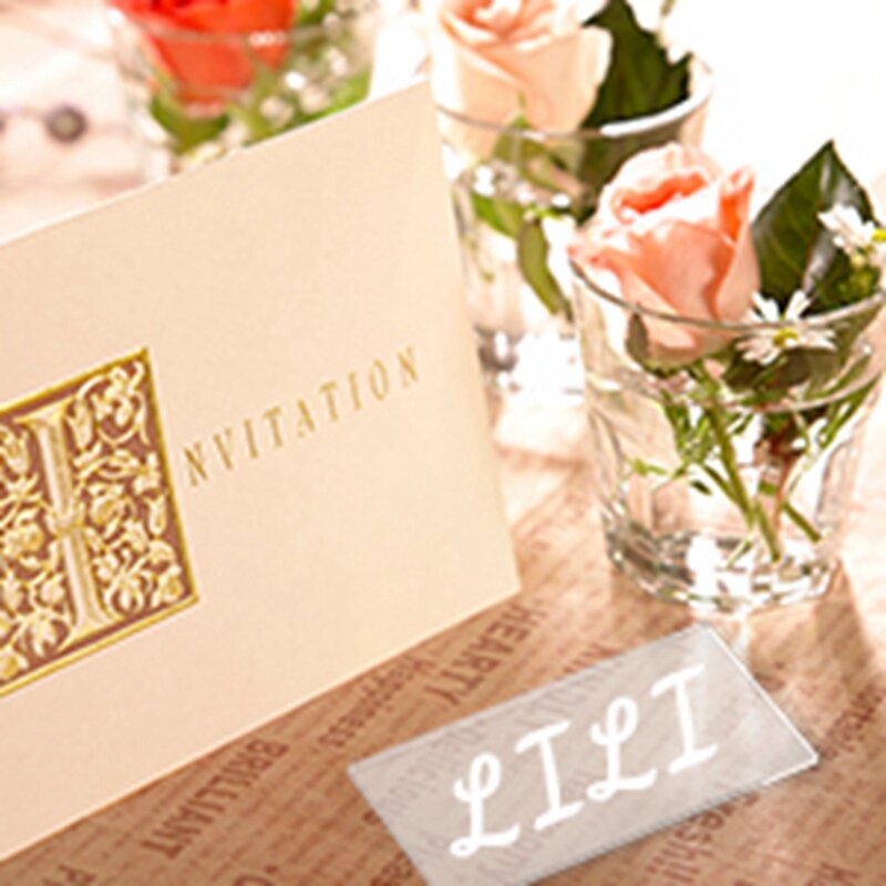 AT35 40Pcs Rectangular Acrylic Place Tiles DIY Wedding Decoration Cut Plain Place Guest Names Modern Calligraphy