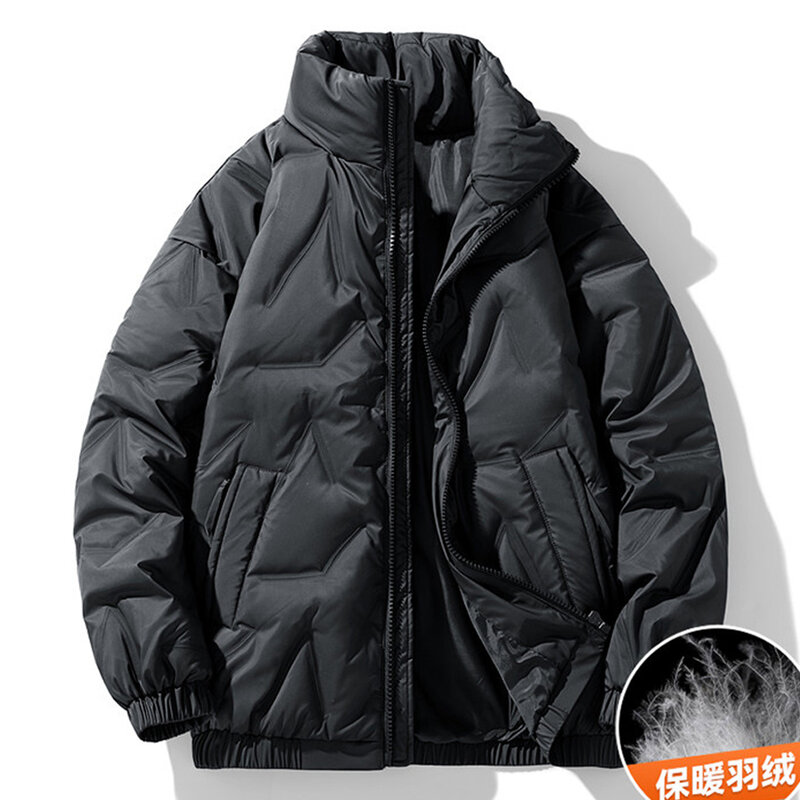 Solid Color Down Jacket Men Winter Warm Thick Jackets Plus Size 8XL Men's Puffer Jacket Casual Winter Stand Collar Coat Male