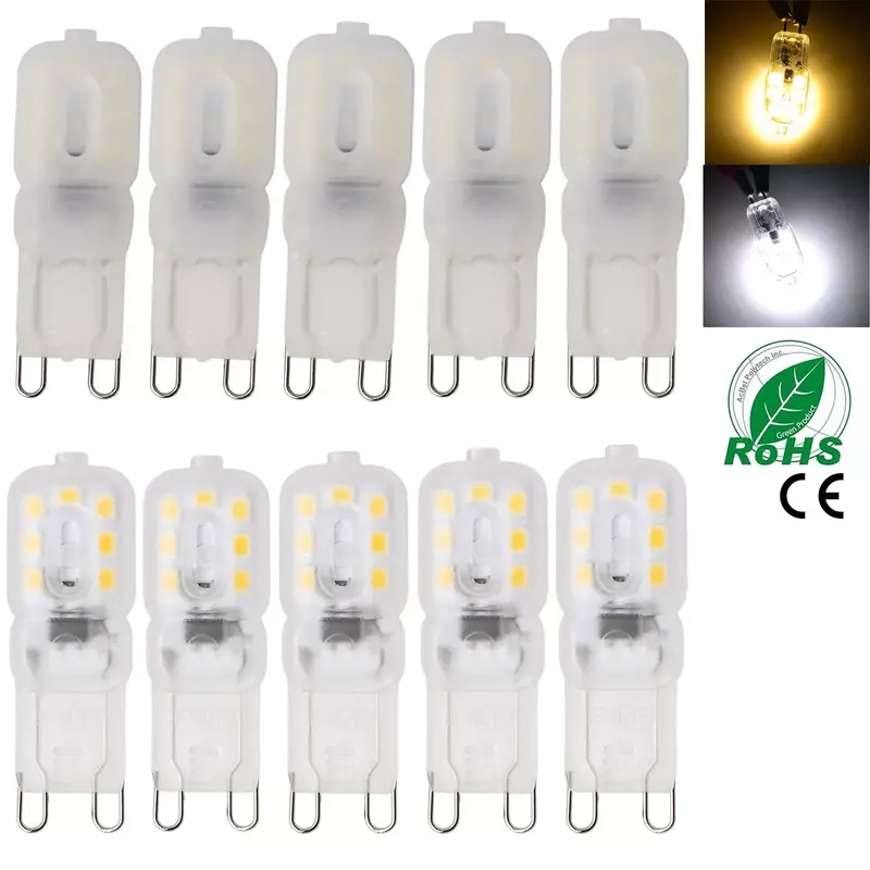 Bombillas LED G9 para decoración del hogar, focos regulables 2835SMD, reemplazo de lámparas halógenas de 30W, 40W, AC220V, 110V, 10 piezas