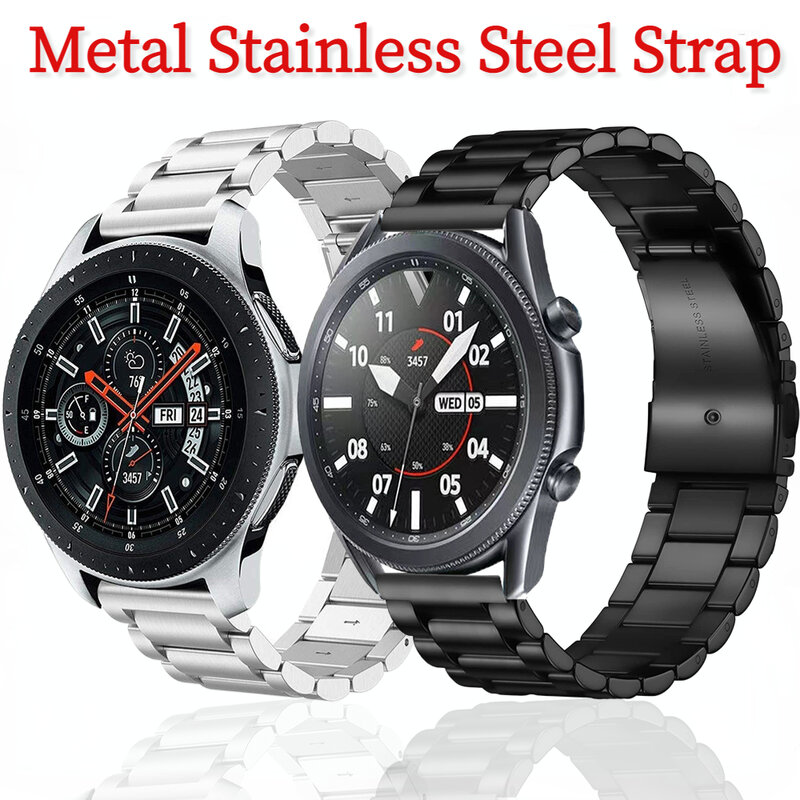 Pulseira de aço inoxidável para relógio Huawei, pulseira de metal para relógio Huawei GT, 2, 3, Pro, 46mm, 42mm, Samsung Watch 3, 4, 5, 20mm, 22mm