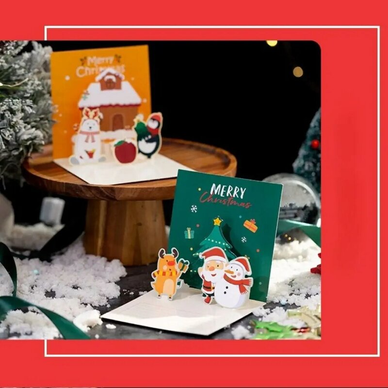 Year Gifts Santa Claus Birthday Friends Greeting Cards With Envelope Christmas Postcard Blessing Cards Thank You Cards