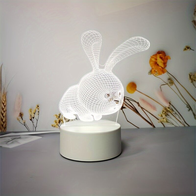 Creative Big White Rabbit Series Light, luce notturna modello luce calda monocolore, regalo di festa per famiglia, amici, natale