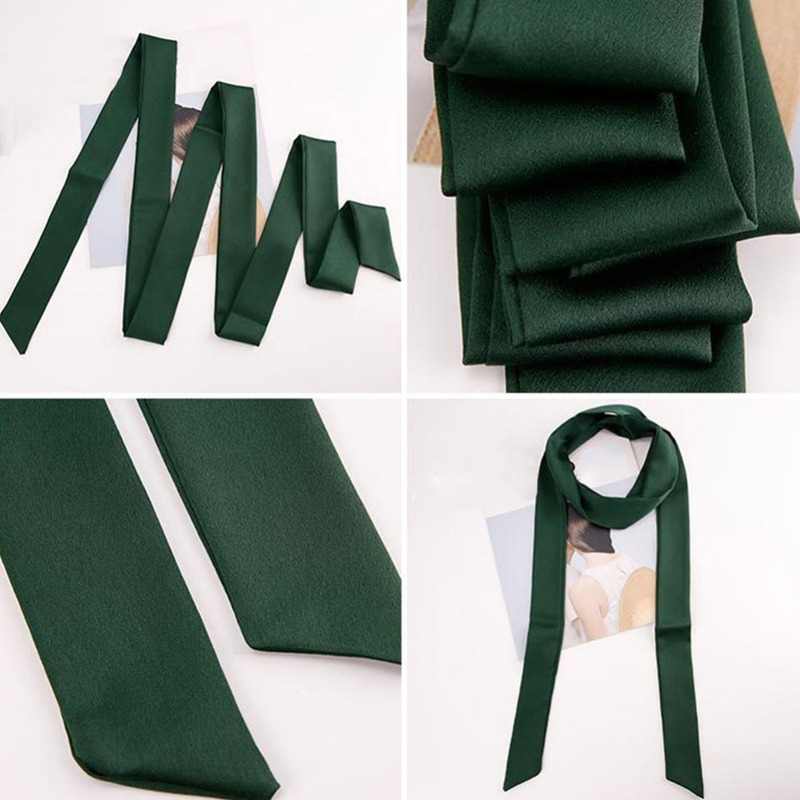 Sparsil-bufanda larga estrecha de Color sólido para mujer, pañuelo suave de 200cm con estilo, cinturón, correa para la muñeca, cinta pequeña