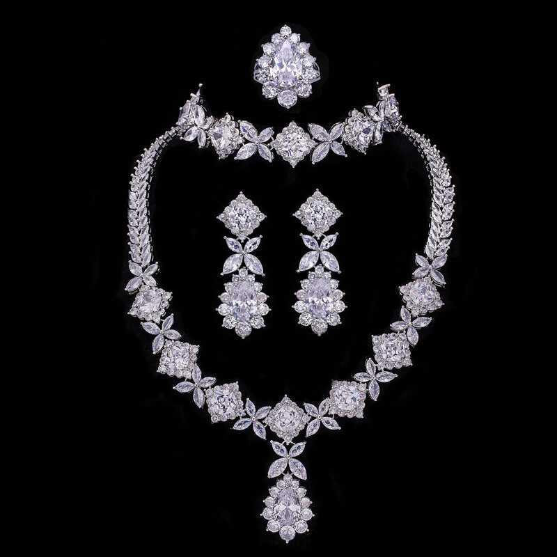 Juego de joyas de circonita nupcial para mujer, conjunto de joyería de cristal de lujo, de Dubai, Nigeria, para fiesta y boda, 4 piezas, 2022