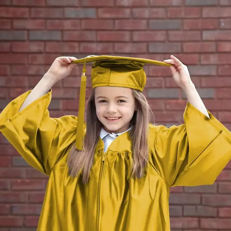 2024 Preschool Graduation Cap Gown Graduation Robes Gown Cap Tassel Set Comfortable Unisex Congrats Grad Outfit for Kindergarten