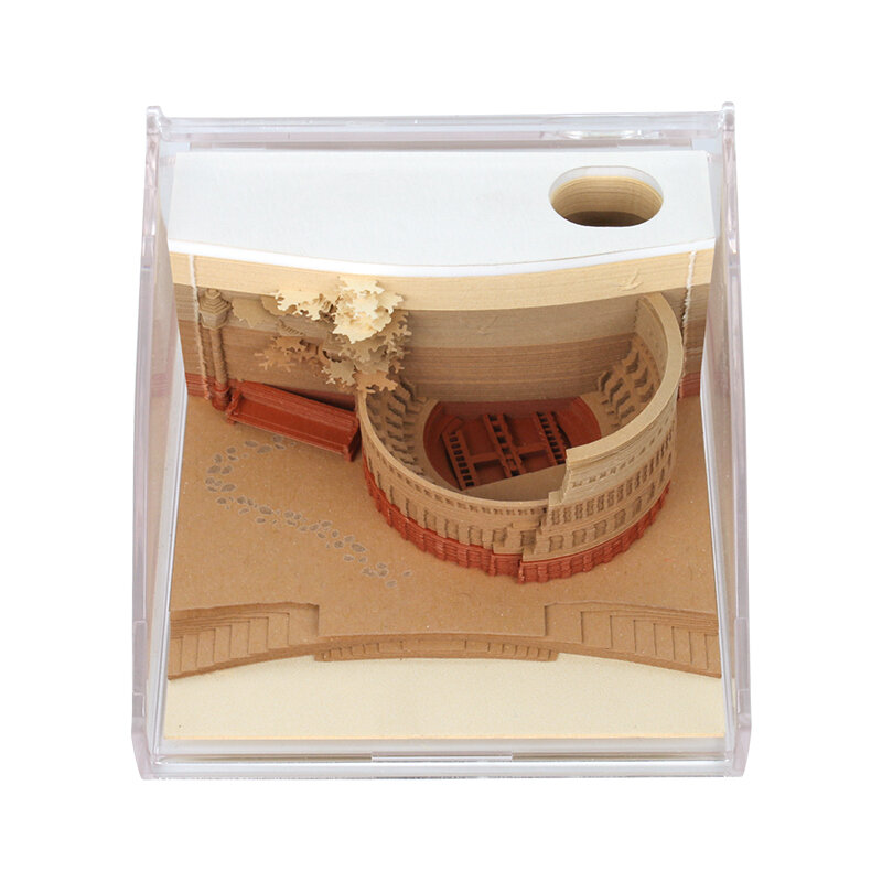 Omoshiroi 블록 3D 메모 패드 157 시트, 로마 콜로세움 메모장, 예술적 3D 스티커 노트, 스크랩북 책상 장식, 생일 선물