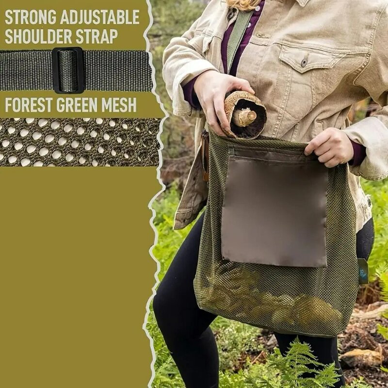 Dual-Pocket Foraging Bag Substituição, Universal Mushroom Bag, malha, durável, Morels, colheita
