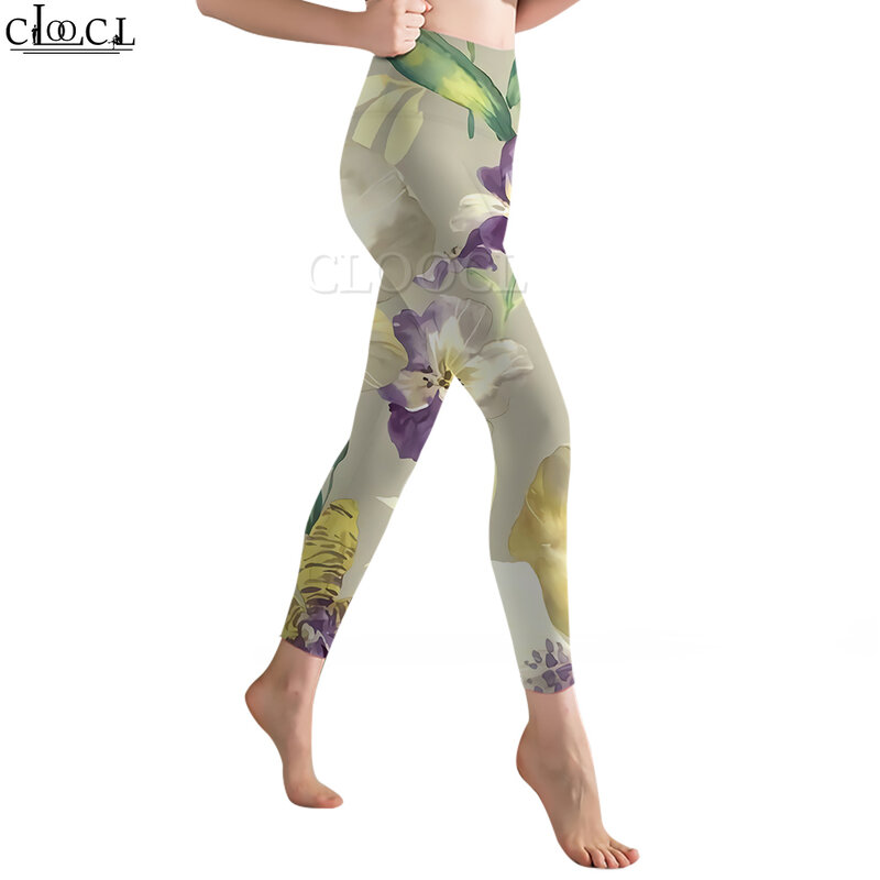CLOOCL-mallas deportivas con estampado 3D de Iris para mujer, pantalones de cintura alta, elásticos, moldeadores