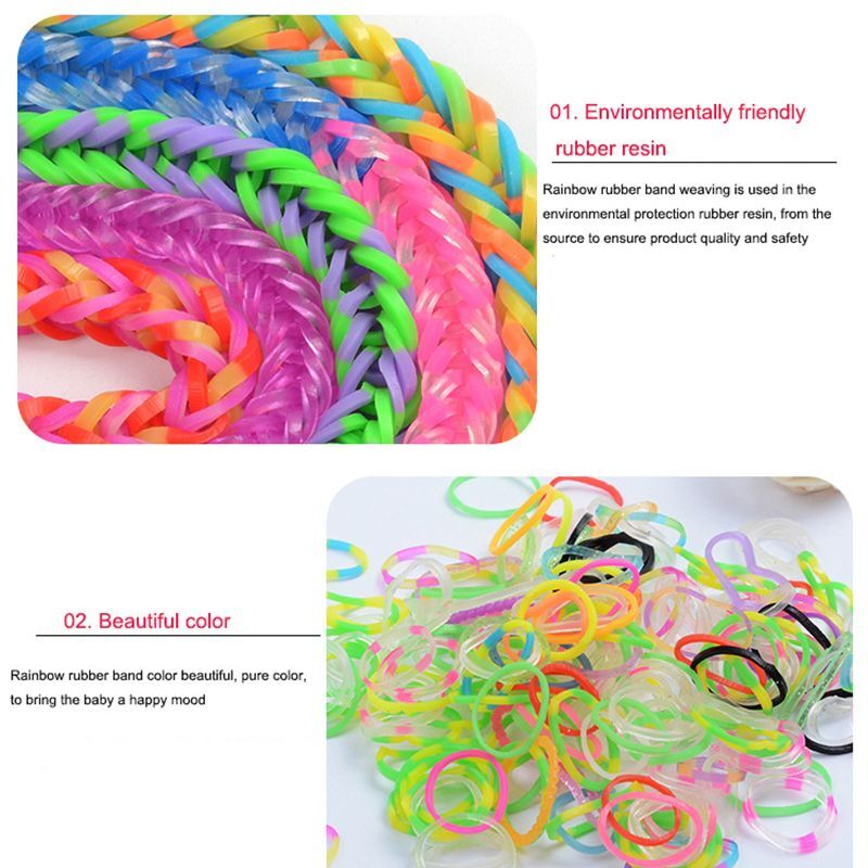 600-10000Pcs Elastische Regenboog Elastiekjes Kits Kleurrijke Weave Machine Diy Armband Handwerk Meisje Gift Kinderen Speelgoed Voor kinderen