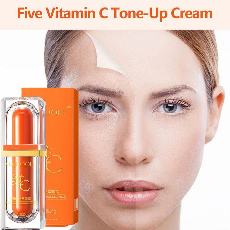 Vijf Vitamine C Tone Up Cream Whitening Cream Anti Aging Verhelderende Crème Voor Gezichtshuid Vitamine C Cream Mkup Concealer Vc C6k7