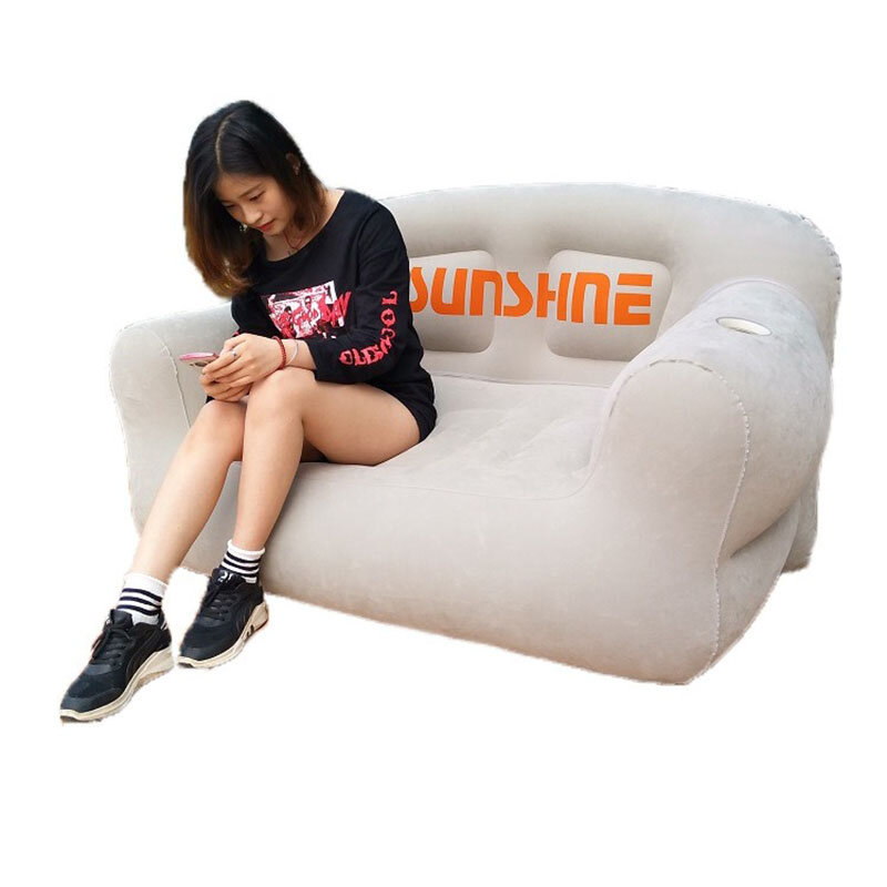 Kursi Lipat Dapat Ditiup Tempat Duduk Sofa Ganda Kumpulan Set Sofa Tiup Furnitur Luar Ruangan Tempat Duduk Pantai Berkemah Portabel