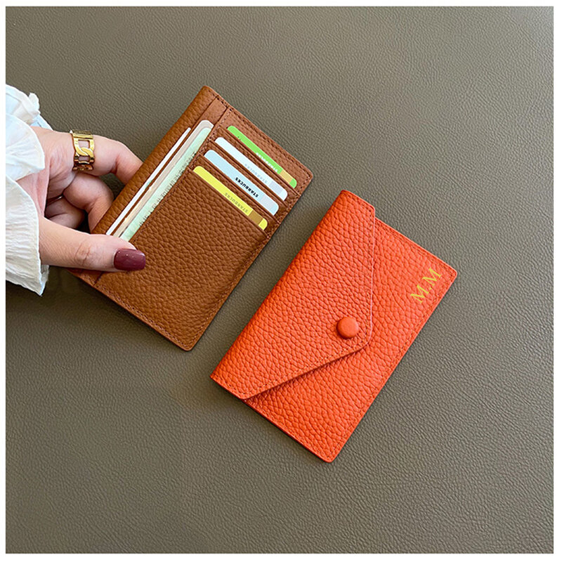Porta carte di credito in vera pelle stile Ins ultrasottile moda Mini busta corta portafoglio donna coreano giappone porta carte di credito