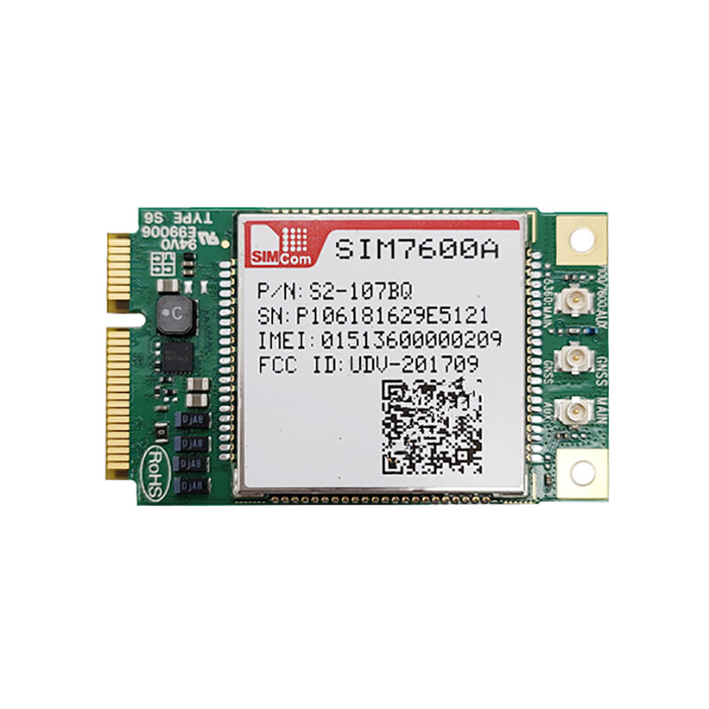 Módulo SIMCOM MINI PCIE, Adequado para LTE, UMTS, Redes GSM, Cat1, LTE-FDD, B2, B4, B12, WCDMA, LTE, Cat1, Cobertura Global