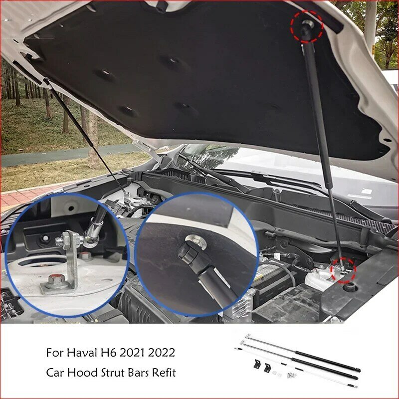 Puntales de Gas del capó delantero, soportes de elevación del amortiguador, accesorios de estilo de coche para Haval H6 2021 2022 2023 2024