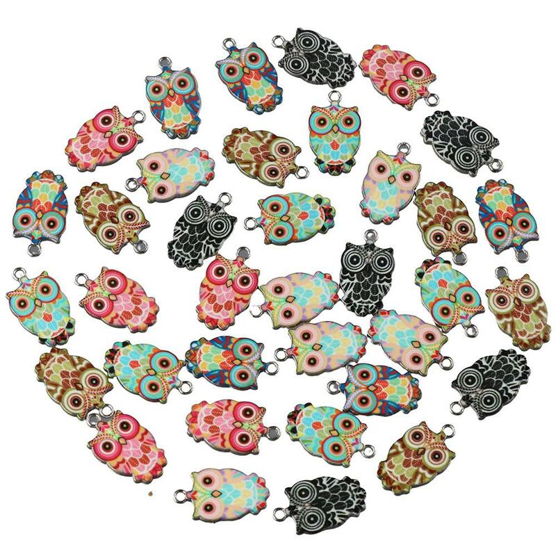 Kolorowe sowa Charms naszyjniki sowa sowa wisiorki emaliowane amulety do robienia biżuterii