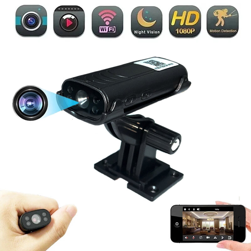Mini caméra de sécurité à domicile intelligente, vue à distance sans fil, super caméras, caméra d'action nounou, petit enregistreur, WiFi, HD, PK, A9, 1080P