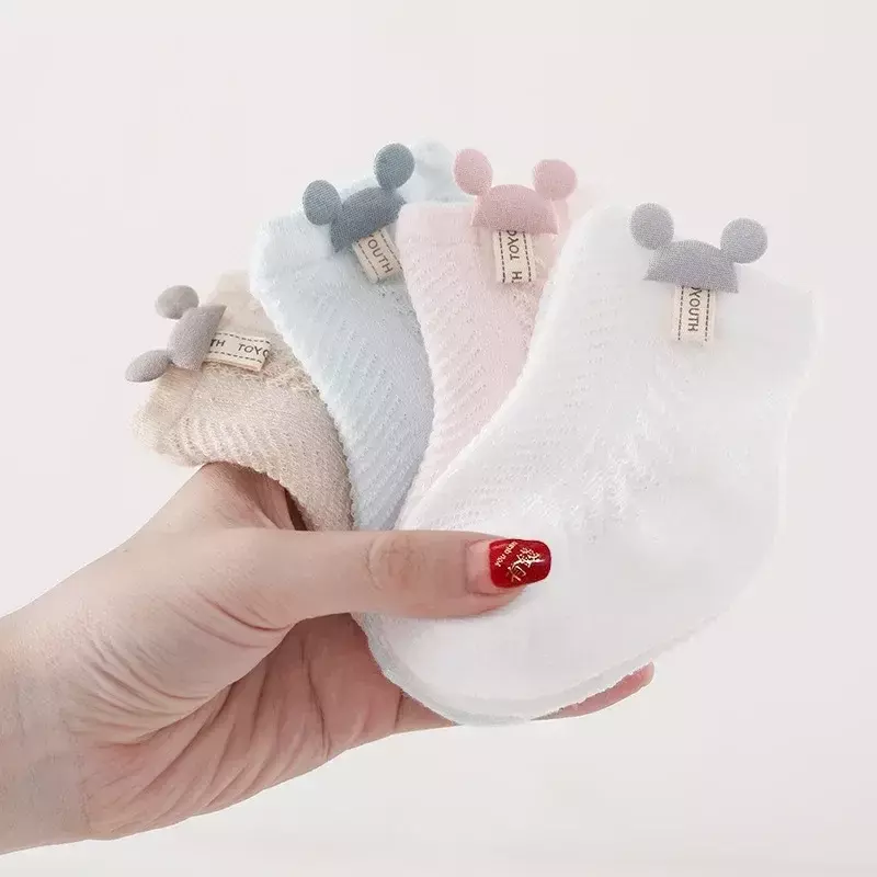Calcetines finos de malla transpirable para bebé, medias de dibujos animados para recién nacido, accesorios de ropa de princesa