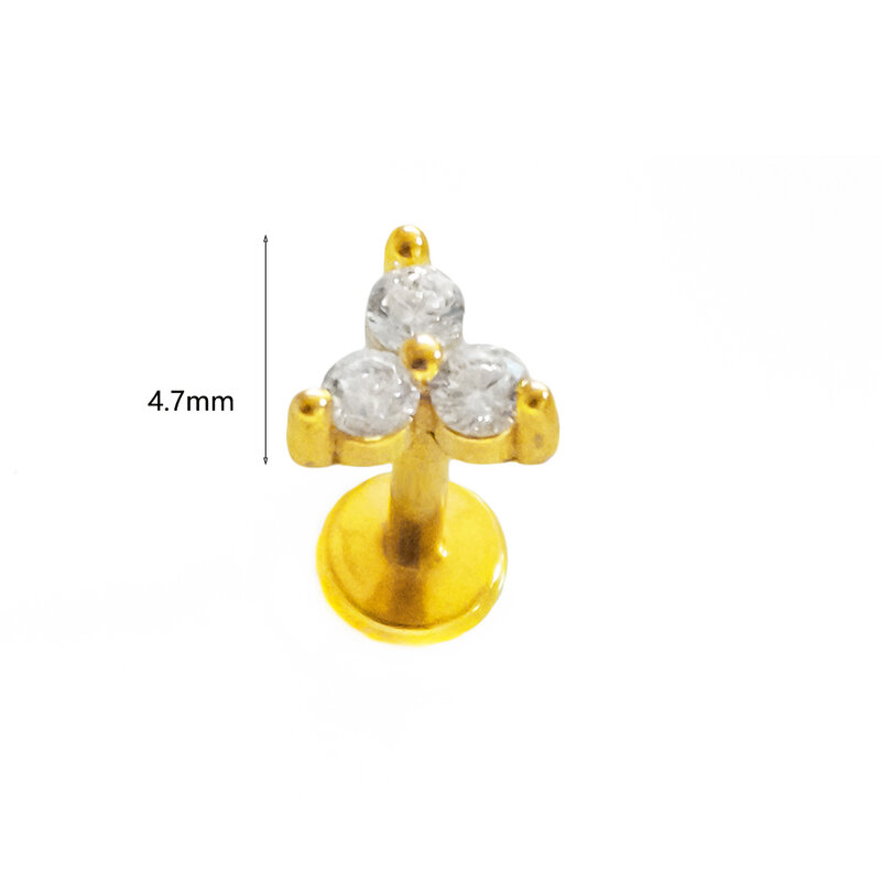 1pcs ASTM F136 G23 Titanium Pendant 16/18/20G Earring Stud Bee Leaf Push In CZ Threadless Labret Piercing Cartilage Body Jewelry