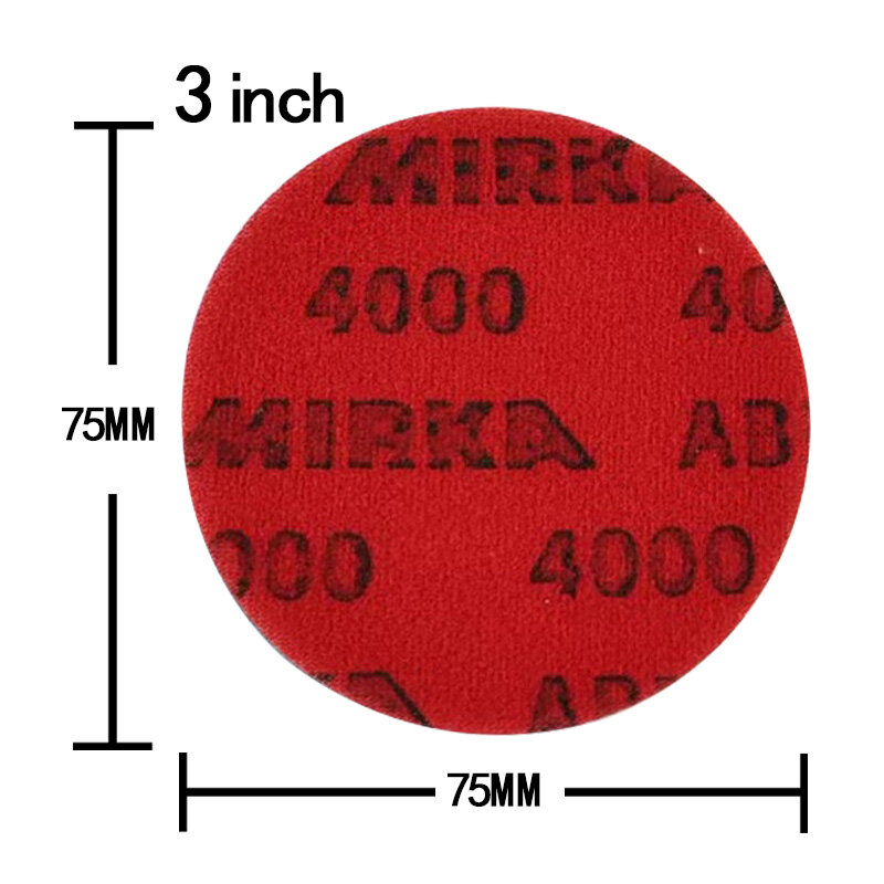 Papel de lija de pulido Orbital Mirka de 3 pulgadas, esponja autoadhesiva flocada de 75mm, papel de lija, masilla de bloque de molienda de coche, herramienta de lijado