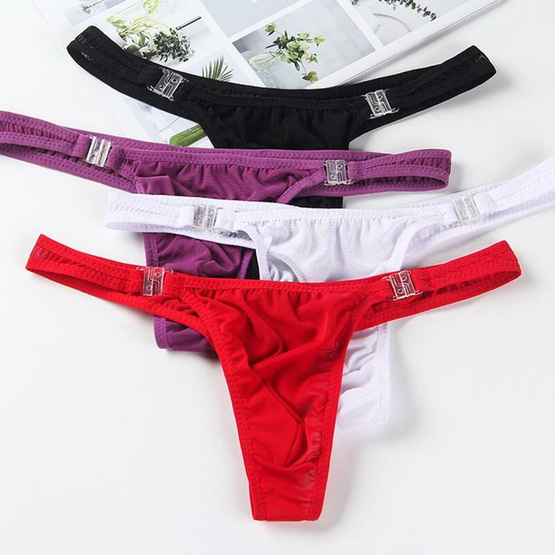 Charming Men G-strings Briefs Underwear with Buckle Washable Men Panties Summer Men Underpants with Buckle for Men
