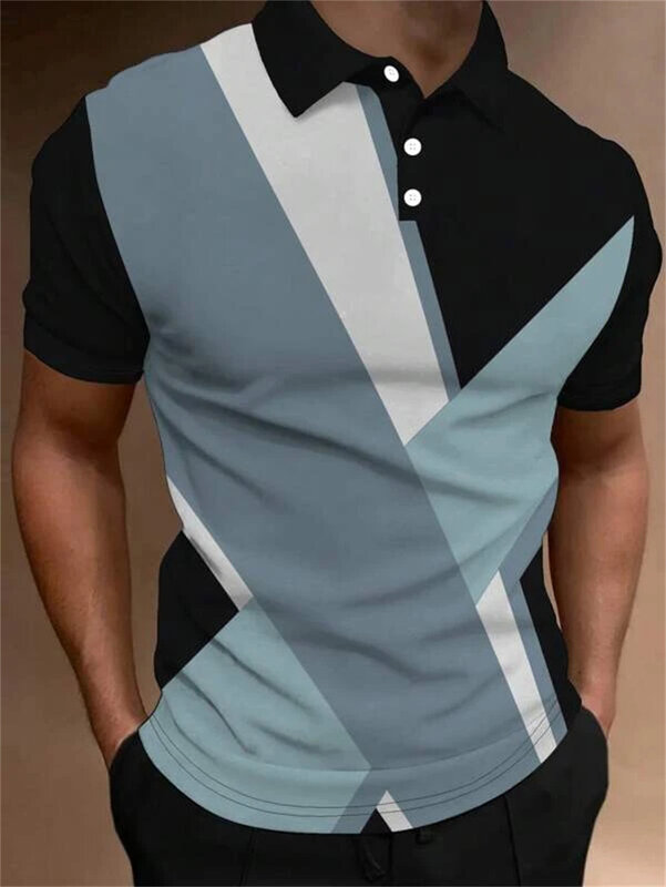 Summer Casual Fashion Men's Lapel Printing Casual Short -sleeved POLO Shirt