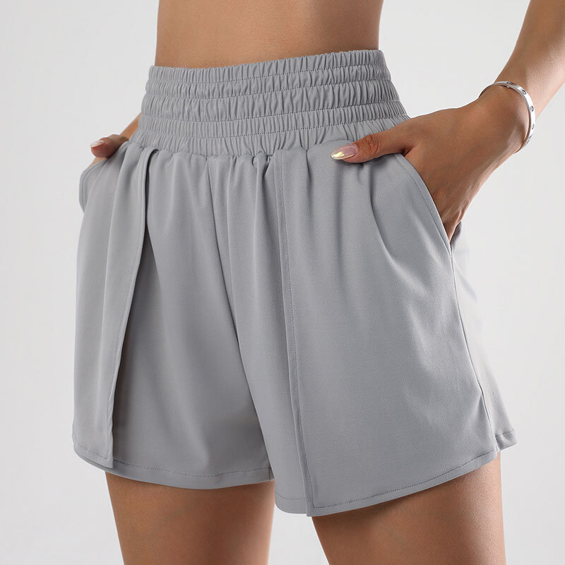 Summer Casual High Waisted, Hip Lifting, Quick Drying Tight Shorts, Anti Glare, Sexy Fake Two-piece Sports Shorts