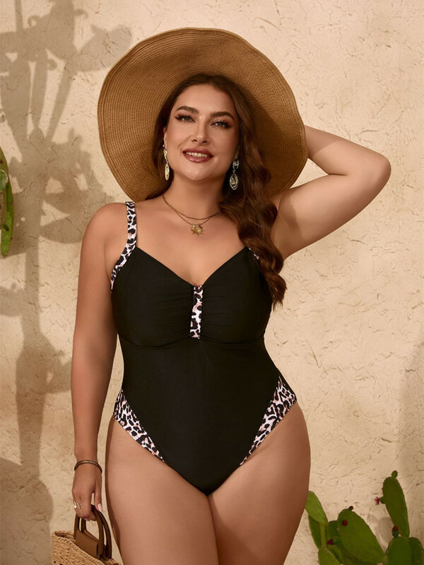 Plus Size stroje kąpielowe damskie 2024 seksowne Bikini jednoczęściowy strój kąpielowy Push Up z zamknięciem body kostiumy kąpielowe stroje plażowe