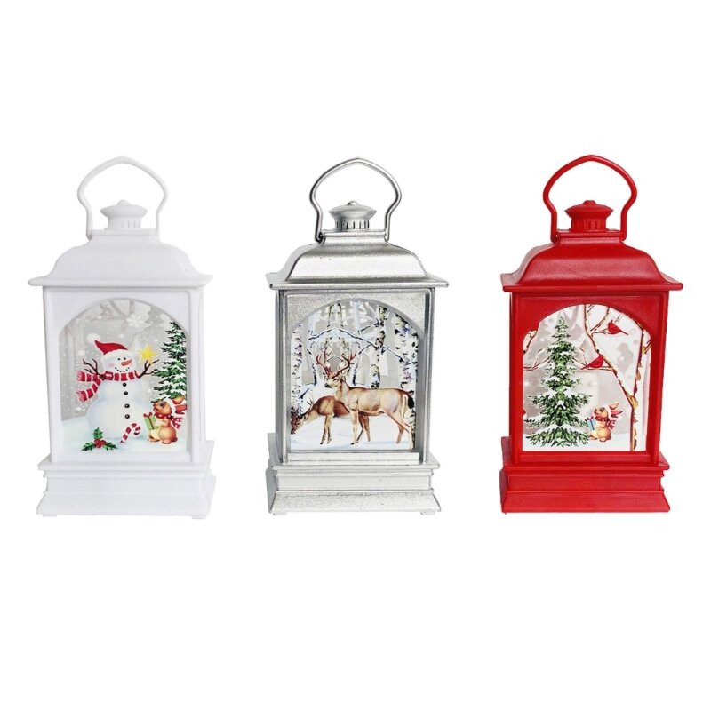 Farol de viento de Navidad, lámpara de candelabro, luz nocturna, árbol de Santa Claus, ciervo