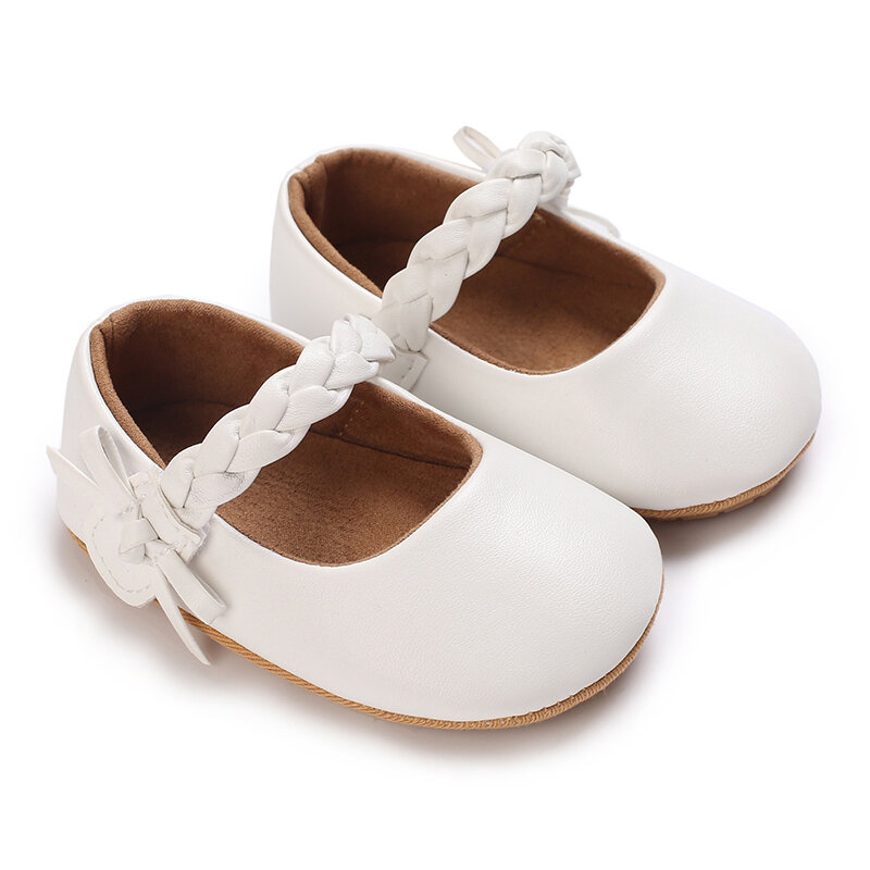 Baby Girls Summer Solid Color Shoes Soft Sole PU Leather Bow Crib Shoes Non-slip Flats Toddler Shoes