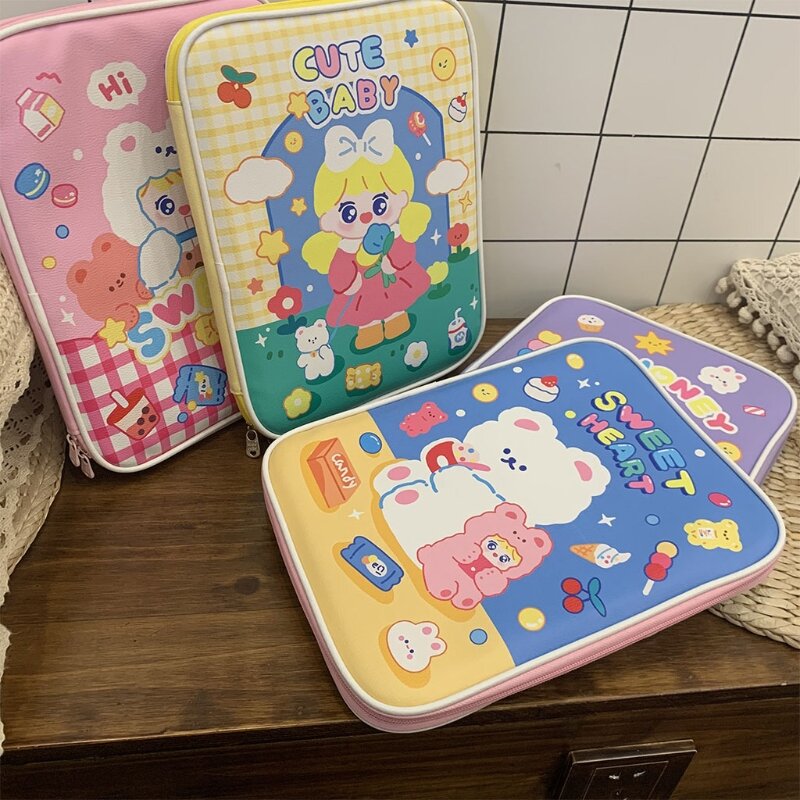 Cartoon Laptop Faux Leather Sleeve Carrying for Case 9.7-11" Tablet Cover Zipper